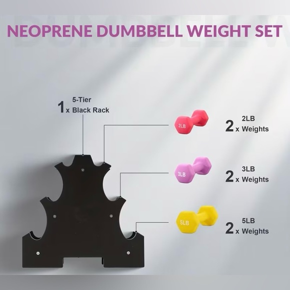 Colorful Dumbbell Set with Rack - Picture 2 of 4